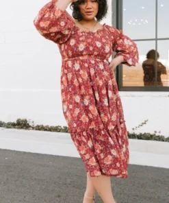 FT Dresses Yorkley Smocked Midi Dress | Burgundy Floral