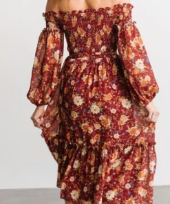 FT Dresses Yorkley Smocked Midi Dress | Burgundy Floral