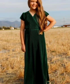 BB Custom Dresses Youth Athena Pleated Maxi Dress | Forest