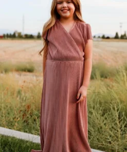 BB Custom Youth Athena Pleated Maxi Dress | Rose