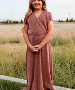 BB Custom Youth Athena Pleated Maxi Dress | Rose