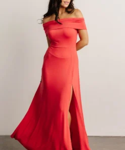 DD Dresses Zada Off Shoulder Maxi Dress | Pink Coral