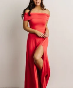 DD Dresses Zada Off Shoulder Maxi Dress | Pink Coral