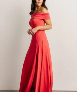 DD Dresses Zada Off Shoulder Maxi Dress | Pink Coral