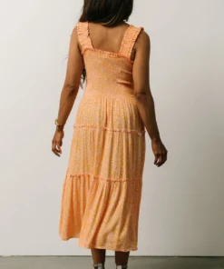 BS Zella Smocked Midi Dress | Orange + Pink Print 12 BS Zella Smocked Midi Dress | Orange + Pink Print