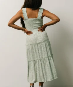 BS Zella Smocked Midi Dress | Sage Print Dresses