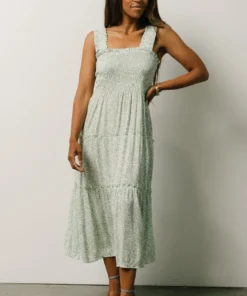 BS Zella Smocked Midi Dress | Sage Print Dresses