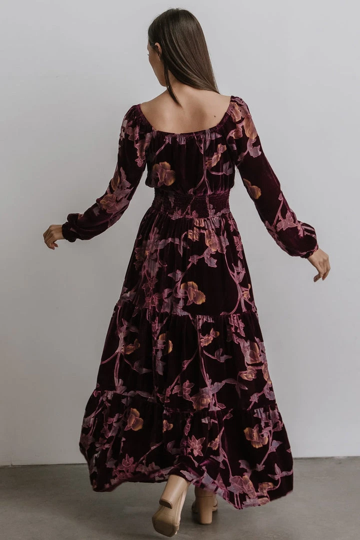 BB Custom Dresses Zeta Velvet Maxi Dress | Plum Floral 6 BB Custom Dresses Zeta Velvet Maxi Dress | Plum Floral