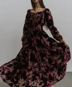 BB Custom Dresses Zeta Velvet Maxi Dress | Plum Floral 9 BB Custom Dresses Zeta Velvet Maxi Dress | Plum Floral