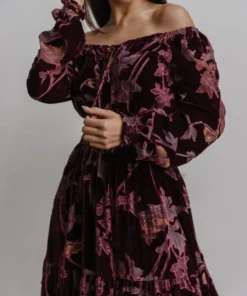 BB Custom Dresses Zeta Velvet Maxi Dress | Plum Floral