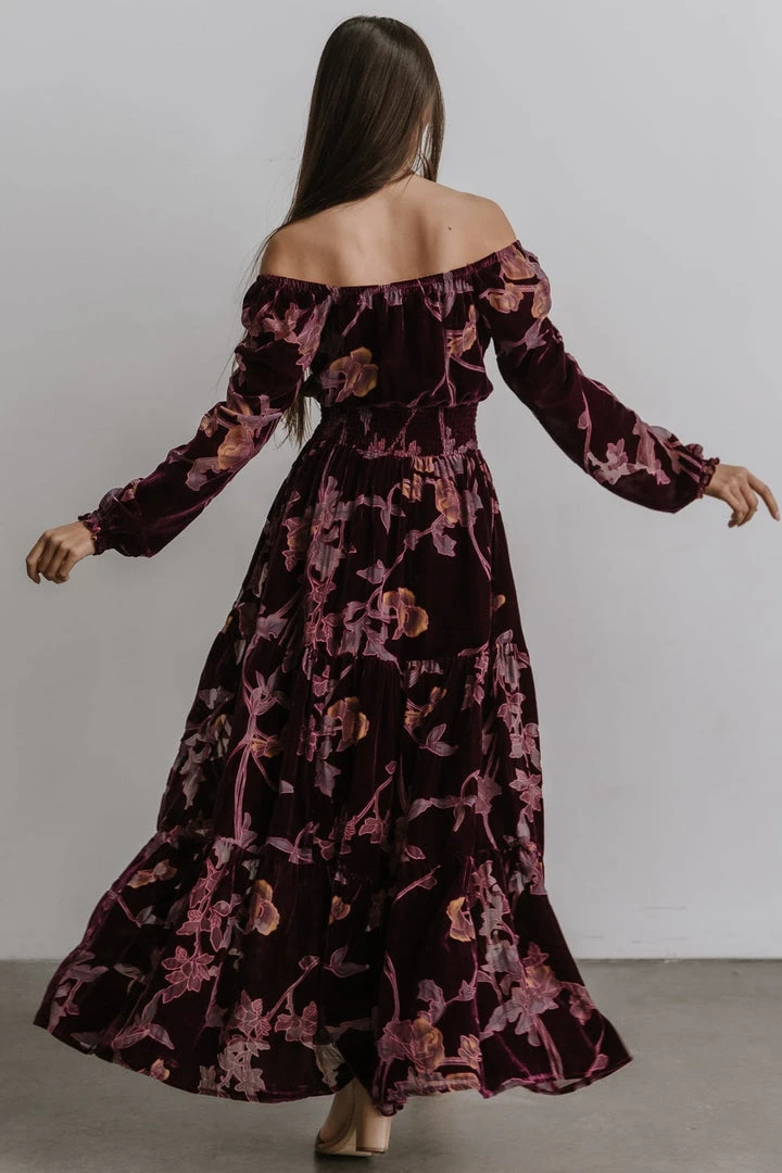 BB Custom Dresses Zeta Velvet Maxi Dress | Plum Floral 7 BB Custom Dresses Zeta Velvet Maxi Dress | Plum Floral