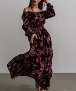 BB Custom Dresses Zeta Velvet Maxi Dress | Plum Floral 10 BB Custom Dresses Zeta Velvet Maxi Dress | Plum Floral