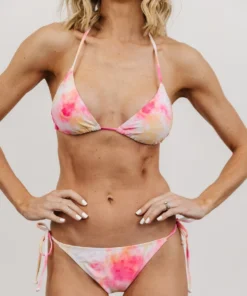 BJB Zuma Tie Bikini Top | Pink Tie Dye Swim