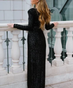 RR Zurich Long Sleeve Sequin Gown | Black 21 RR Zurich Long Sleeve Sequin Gown | Black