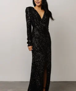 RR Zurich Long Sleeve Sequin Gown | Black 24 RR Zurich Long Sleeve Sequin Gown | Black