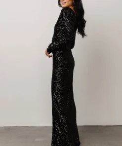 RR Zurich Long Sleeve Sequin Gown | Black 19 RR Zurich Long Sleeve Sequin Gown | Black