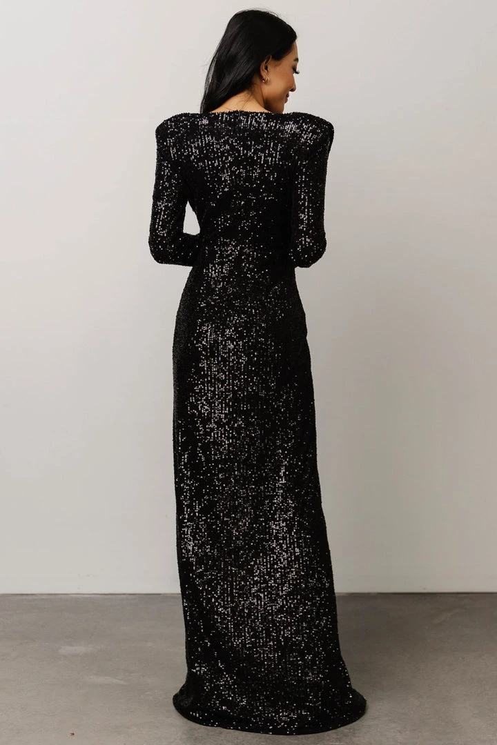 RR Zurich Long Sleeve Sequin Gown | Black 9 RR Zurich Long Sleeve Sequin Gown | Black