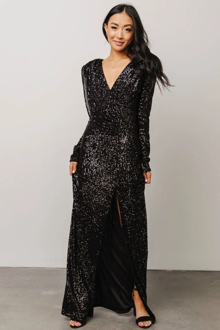 RR Zurich Long Sleeve Sequin Gown | Black 12 RR Zurich Long Sleeve Sequin Gown | Black